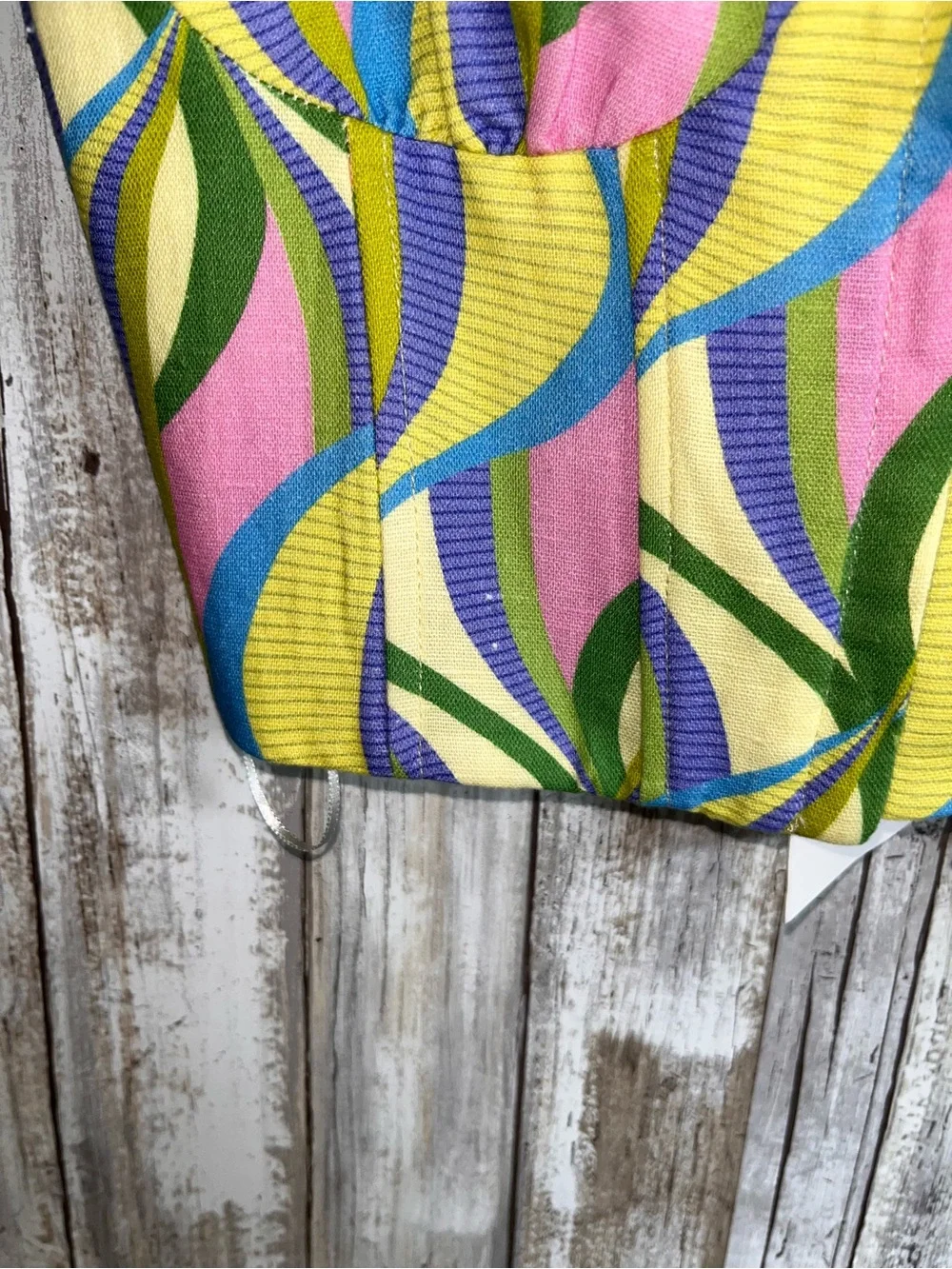 Zara Linen Blend Retro Swirl Corset Bustier Cami Top XS Multicolor NWT - Picture 3 of 7
